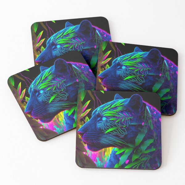 Item preview, Black Panther in the jungle, Big Cat, Artwork in neon colors. designed and sold by AdamesArtStudio.