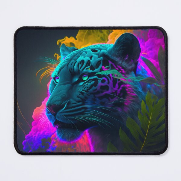 Item preview, Jaguar in rainbow clouds in neon colors - Artwork by Adames designed and sold by AdamesArtStudio.