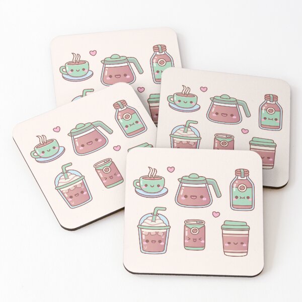Item preview, Cute Hot Coffee Iced Coffee Doodles designed and sold by rustydoodle.