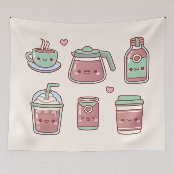 Item preview, Cute Hot Coffee Iced Coffee Doodles designed and sold by rustydoodle.