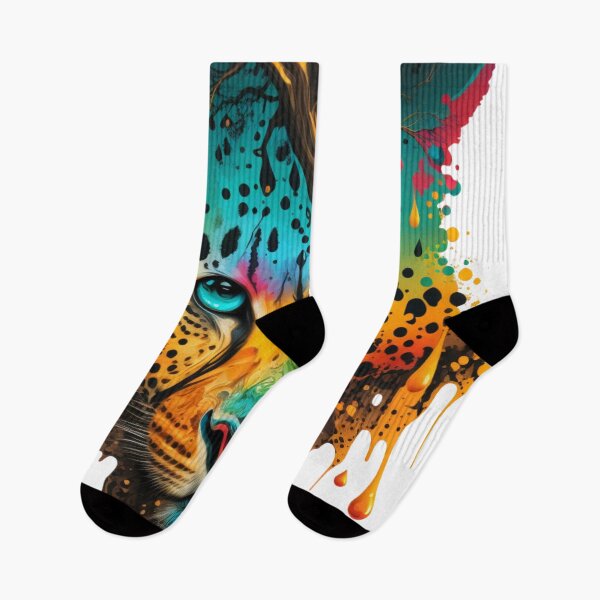 Item preview, Colorful Cheetah in Splattered Paint Intertwined in a tree image. AI Generated,  designed and sold by DesignbyOkoto.