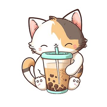 cat boba tea bubble tea anime kawaii