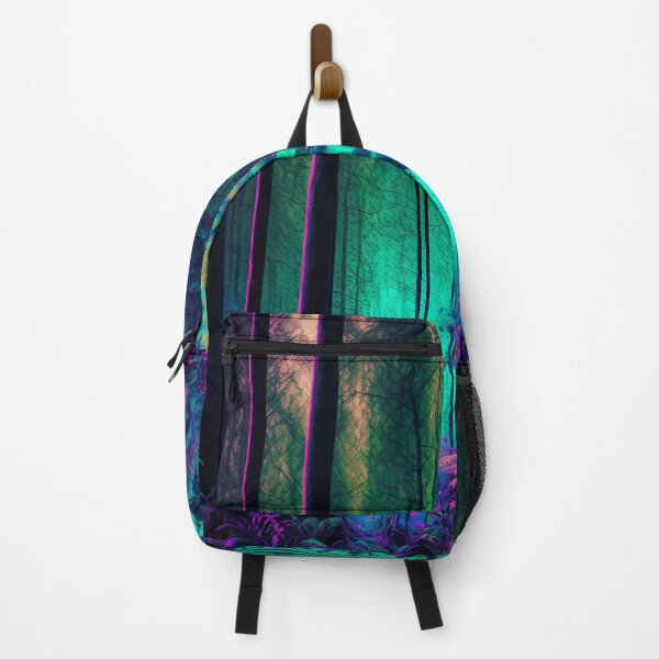 Item preview, Abstract art of colorful psychedelic forest with vibrant fluorescent colors designed and sold by UmagineArts.