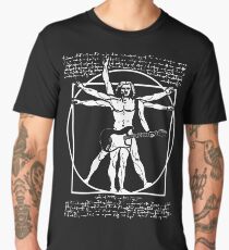 VITRUVIAN MAN PLAYING THE GUITAR - DA VINCI GUITARIST - LEONARDO DA VINCI PARODY Men's Premium T-Shirt