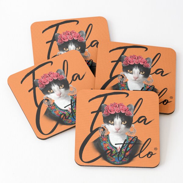 Item preview, Orange TXB back Cat Frida Cathlo version of - Frida Kahlo designed and sold by Jaime Ortiz.