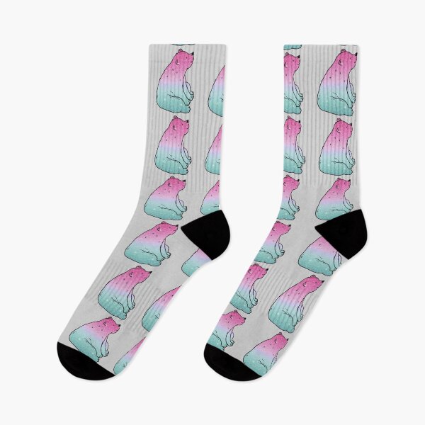 Artikelvorschau, Rosa und blaugrüner Bär entworfen und verkauft von Lil-Bit-Batty.