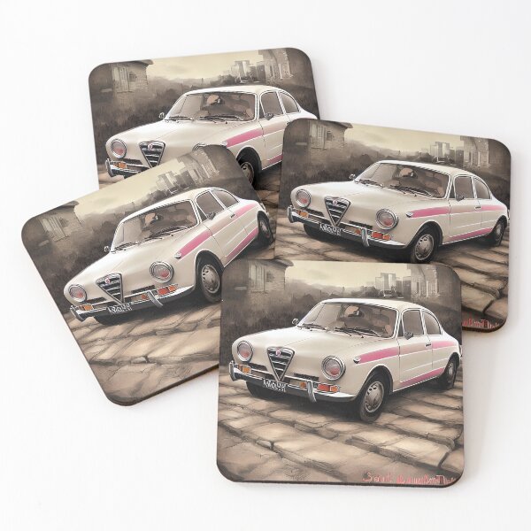 Item preview, Italian classic car, style icon from the 60's, cream, Alfa, classic, great curves designed and sold by pixelatedworld.