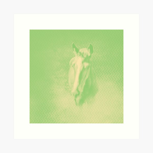 Horse emerging from the alien green mist Art Print