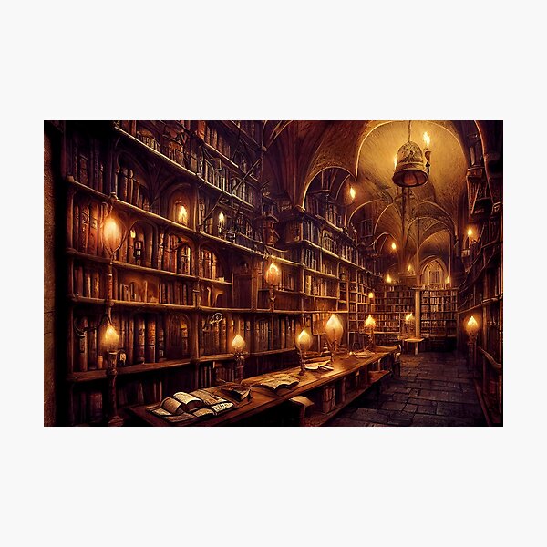 Item preview, Fantasy School Library Painting designed and sold by rudekitten.
