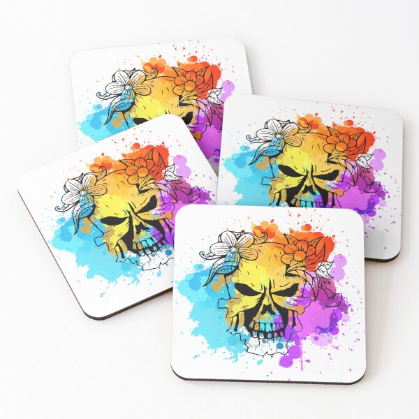 Item preview, Skull with flowers watercolor designed and sold by courtney petersen.