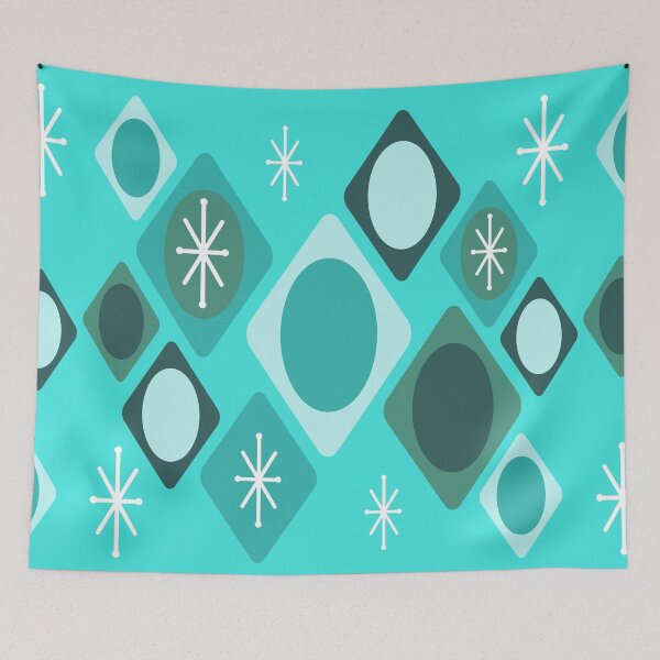 Item preview, Diamonds Ovals Starbursts Turquoise designed and sold by thepixelgarden.