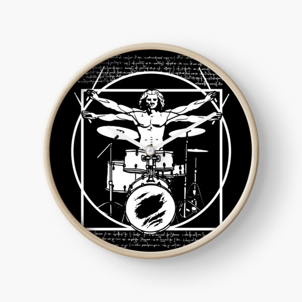 DA VINCI DRUMMER - VITRUVIAN MAN PLAYING THE DRUMS - LEONARDO DA VINCI VITRUVIAN MAN PARODY FOR DRUMMERS Clock