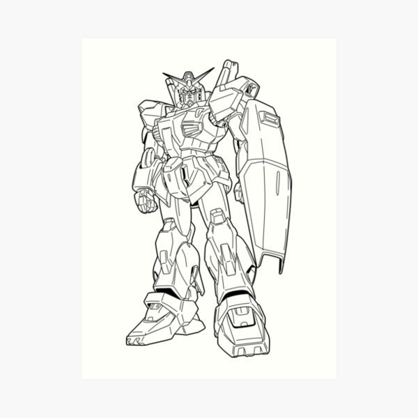 RX-178 Gundam Mk-II Outline Black Art Print