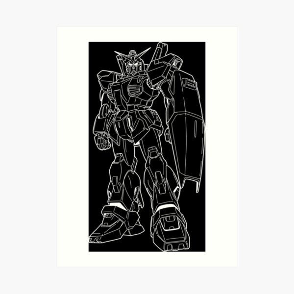 RX-178 Gundam Mk-II Outline White Art Print