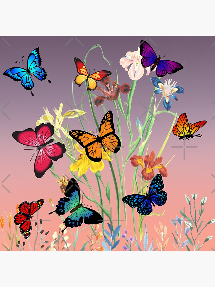 "Butterfly Field" Sticker for Sale by Fhfarms Redbubble