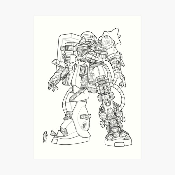 Zaku II Outline Art Print