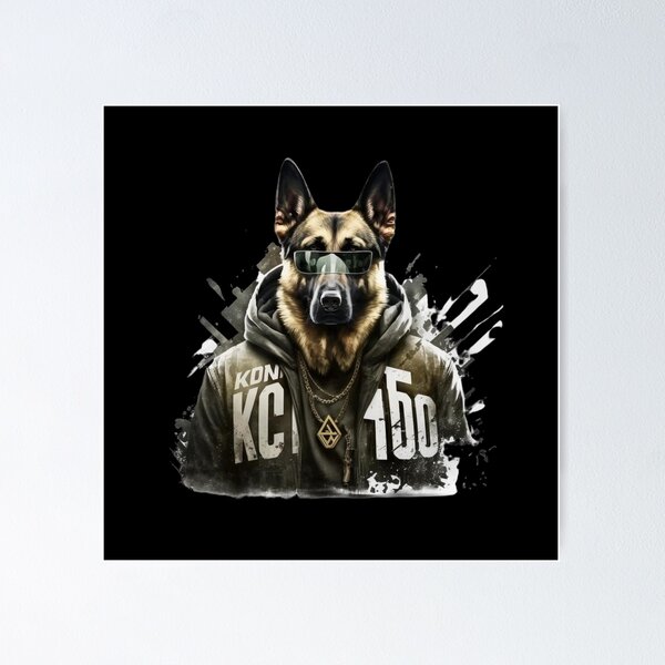 Item preview, German Shepperd K9 With Hoodie Chain And Glasses Super Realistic designed and sold by adembulut.
