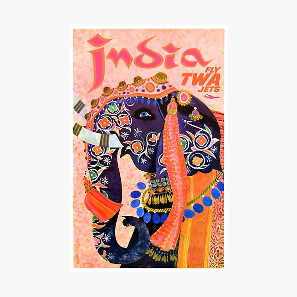 Item preview, 1960 TWA India Elephant Travel Poster designed and sold by retrographics.