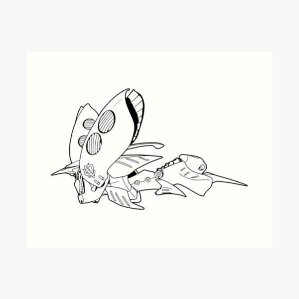 Qubeley Flying Outline Black Art Print