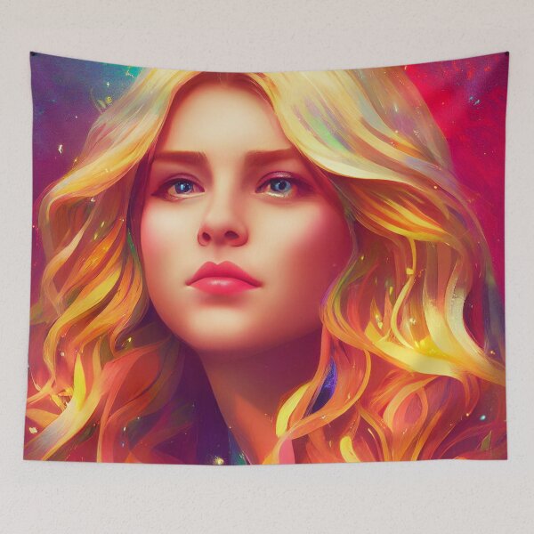 Item preview, a painting of a woman with long blonde hair designed and sold by DesignAtYO.
