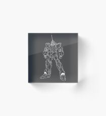 Unicorn Gundam Outline White Acrylic Block