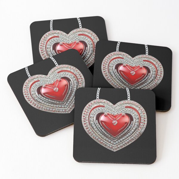 Item preview, Diamond Crystal Studded Red Heart and Chain for Valentines, Beautifully Detailed Elegant Love Heart, Diamonds form Heart, designed and sold by Hanlar.