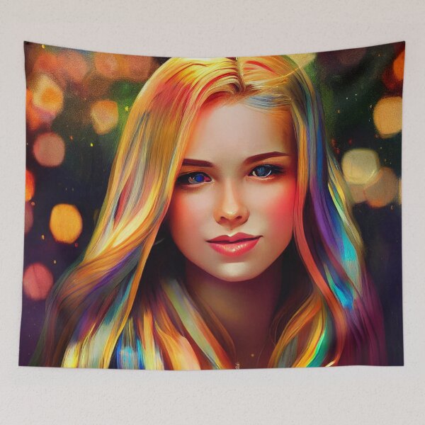 Item preview, a painting of a woman with long blonde hair designed and sold by DesignAtYO.