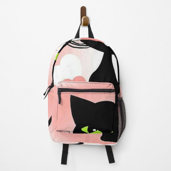 Item preview, id46 Cute black cat with green eyes, pink background, pink and white hearts, cute cats, cute animals, black cats, green eyes, cats with green eyes, smart cats, smart animals, love, designed and sold by bcbutika.
