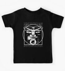 DA VINCI DRUMMER - VITRUVIAN MAN PLAYING THE DRUMS - LEONARDO DA VINCI VITRUVIAN MAN PARODY FOR DRUMMERS Kids Tee