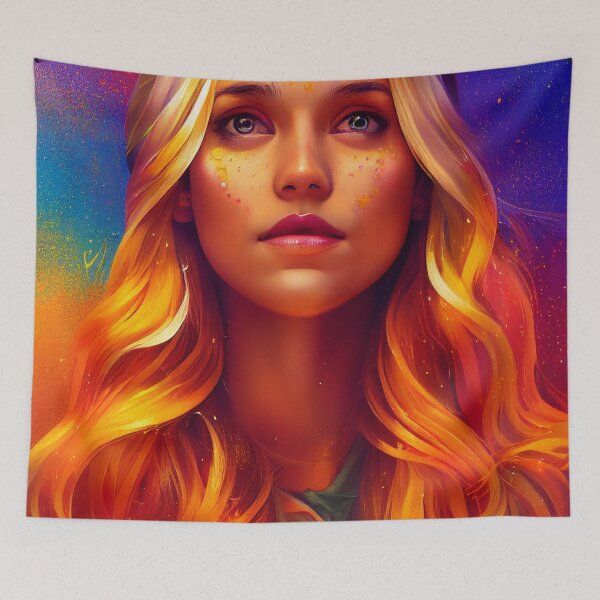 Item preview, a painting of a woman with long blonde hair designed and sold by DesignAtYO.