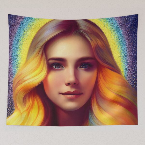 Item preview, a painting of a woman with long blonde hair designed and sold by DesignAtYO.