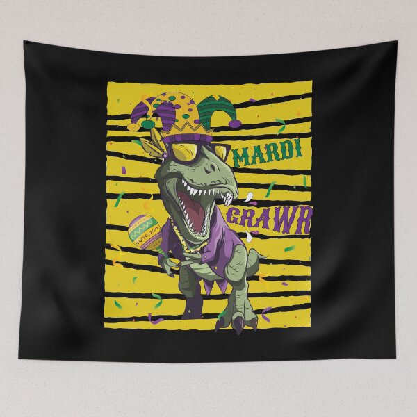 Item preview, Mardi Gras Dabbing T Rex Dinosaur Mardi Grawr Bead Costume designed and sold by CoolCreative.
