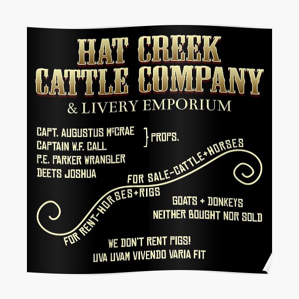 Hat Creek Cattle Company Sign Poster