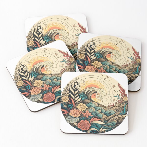 Item preview, Hawaiian Hibiscus and Waves | Vintage Hawaii | Tropical Flower Pattern | Polynesian Design | Hawaiian Pattern | Hawaii Logo designed and sold by Synthetic-Intel.