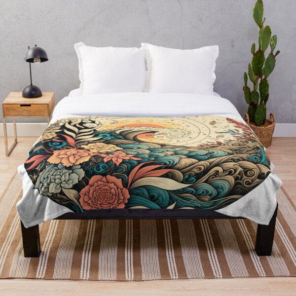 Aperçu de l'œuvre Hibiscus hawaïen et vagues | Hawaï vintage | Motif de fleurs tropicales | Design polynésien | Motif hawaïen | Hawaï Logo créée et vendue par Synthetic-Intel.