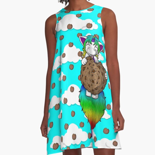 Cookie Derpicorn: Rainbow & Chocolate Chip A-Line Dress