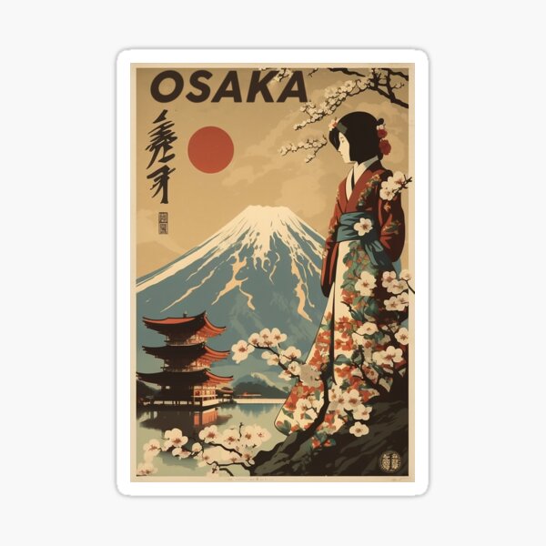 Vista previa del artículo con la obra «Póster de viaje vintage de Osaka, Japón», diseñado y vendido por OldTravelArt.