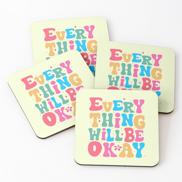 Item preview, Everything Will Be Okay Colorful Lettering - Positive self love saying designed and sold by Mindy Bubble.