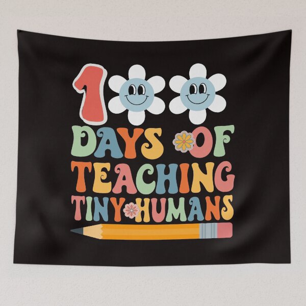 Item preview, 100 Days Of Teaching Tiny Humans, Teacher 100 Days of School, Hippie Teacher 100 Days of School designed and sold by desireedickens.