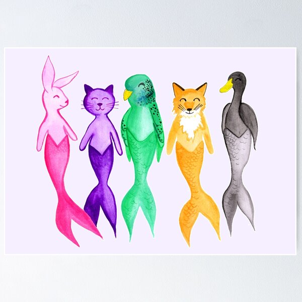 Mermaid Animals | Purple Poster