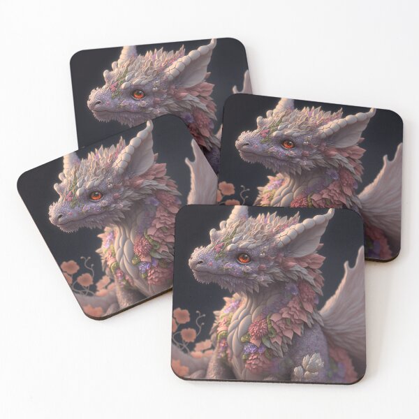 Item preview, Fantastic cute fluffy dragon in flowers designed and sold by ElvishTale.