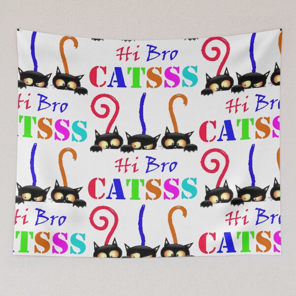 Item preview, id49 p3 Hi Bro, Three Black Colorful Catsss,black cute black cats, cute cats, cute kittens, cats playing, kittens playing, cats with yellow eyes, yellow eyes, beautiful eyes, beautiful and cute cats designed and sold by bcbutika.