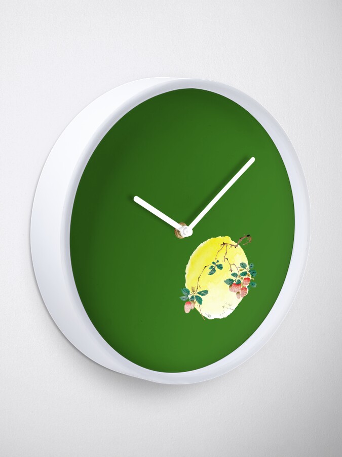 Thumbnail 1 of 4, Clock, ASIAN Flower Design in Yellow Background No. 9 designed and sold by philevera.