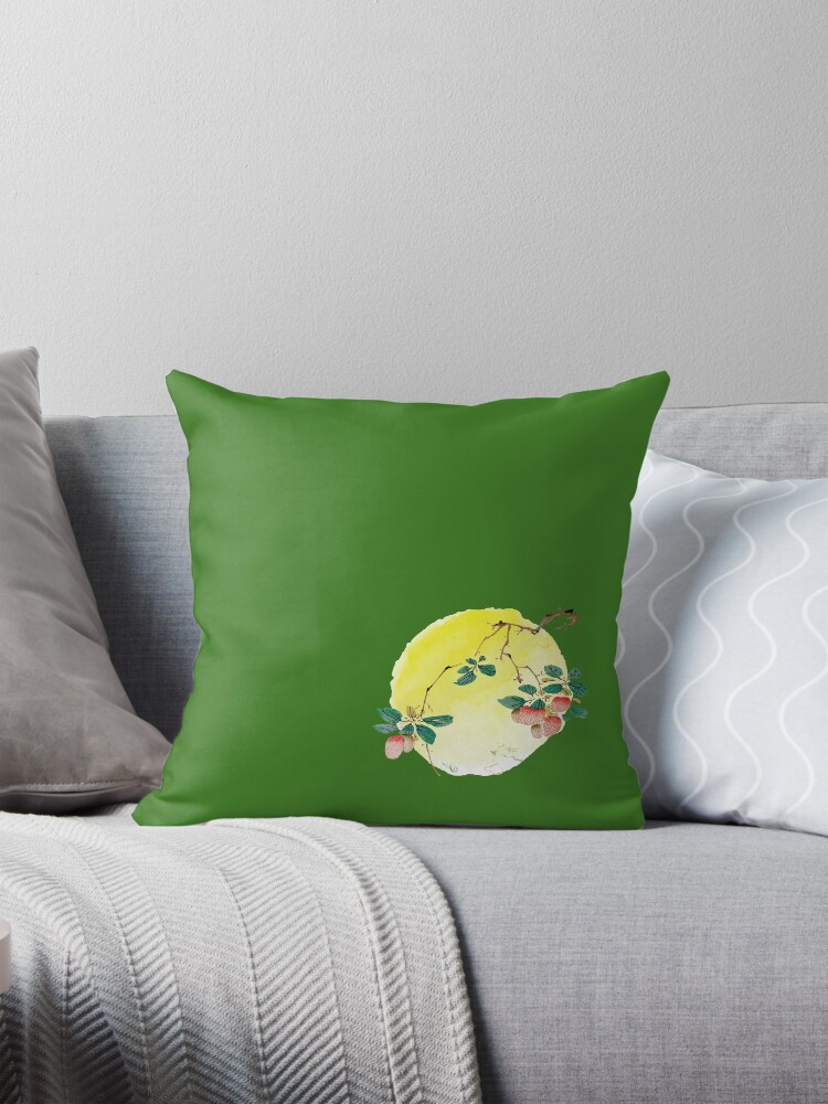 Thumbnail 1 of 4, Pillow, ASIAN Flower Design in Yellow Background No. 9 designed and sold by philevera.