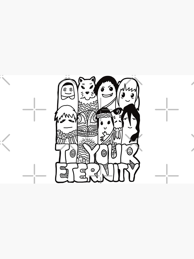 All The Characters In To Your Eternity Or Fumetsu No Anata E Anime Are  Drawn With Cool And Cute White Doodles (Transparent) - To Your Eternity -  Posters and Art Prints