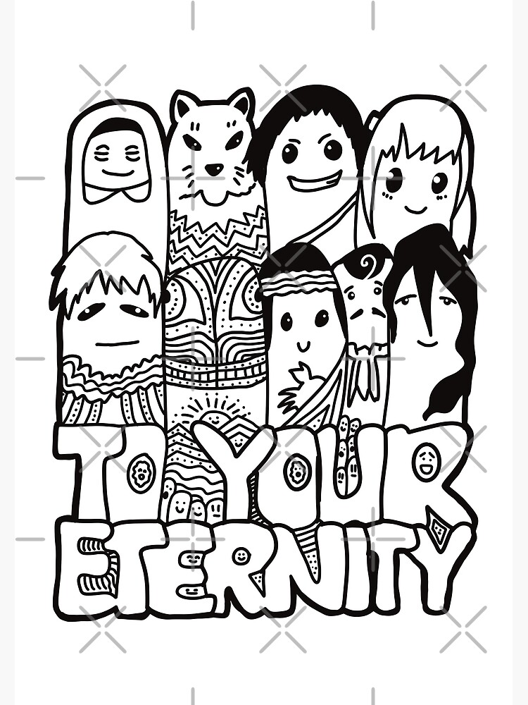 All The Characters In To Your Eternity Or Fumetsu No Anata E Anime Are  Drawn With Cool And Cute White Doodles (Transparent) - To Your Eternity -  Posters and Art Prints