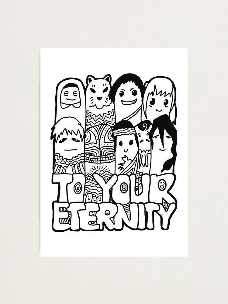 All The Characters In To Your Eternity Or Fumetsu No Anata E Anime Are  Drawn With Cool And Cute Black And White Doodles - To Your Eternity -  Posters and Art Prints