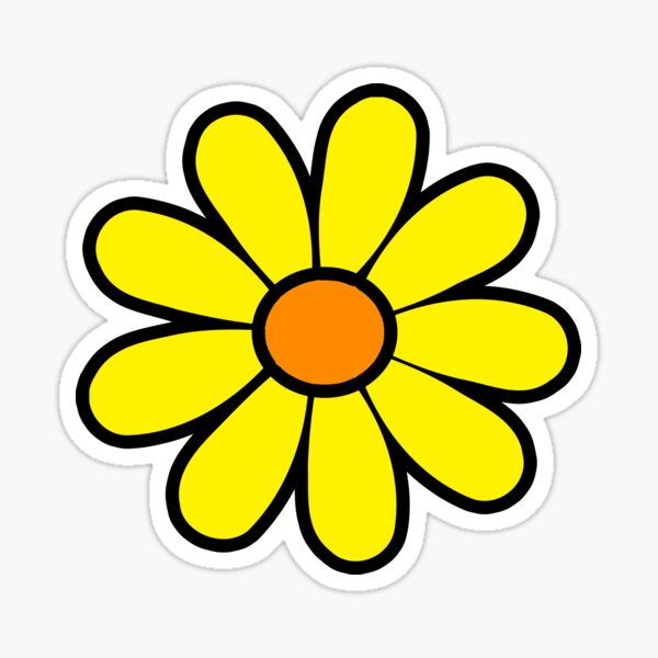 Happy Orange Daisy Flower Power 60's 70s Retro Vintage Hippie Gardening Sticker