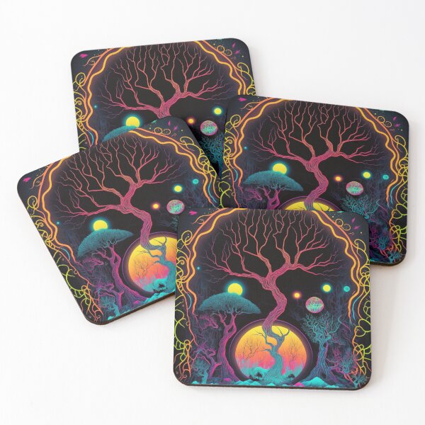 Item preview, surreal fantasy neon abstract in infographic style designed and sold by sammgdesign.