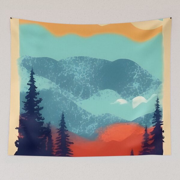 Item preview, Enhance Your Home with Our Stunning Minimalist Landscape Mountain Trees Prints designed and sold by supeart.